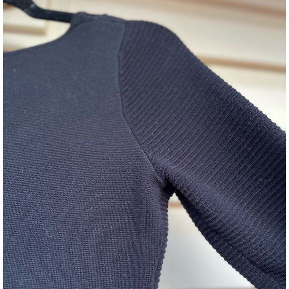 Sandro high end black knee length long sleeve knitted dress, front decor, size1 - Picture 9 of 10
